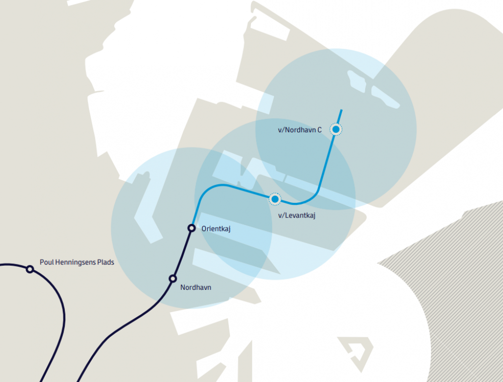 metro nordhavn blå linje kort