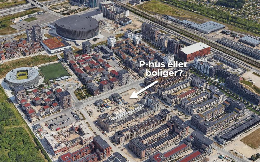 ørestad, luftfoto, p-hus