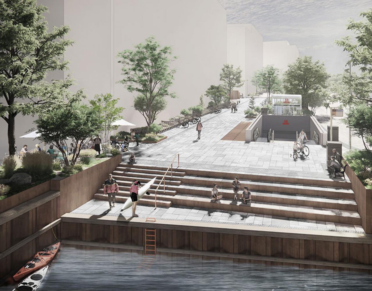 enghave brygge metrostation plads vand trapper