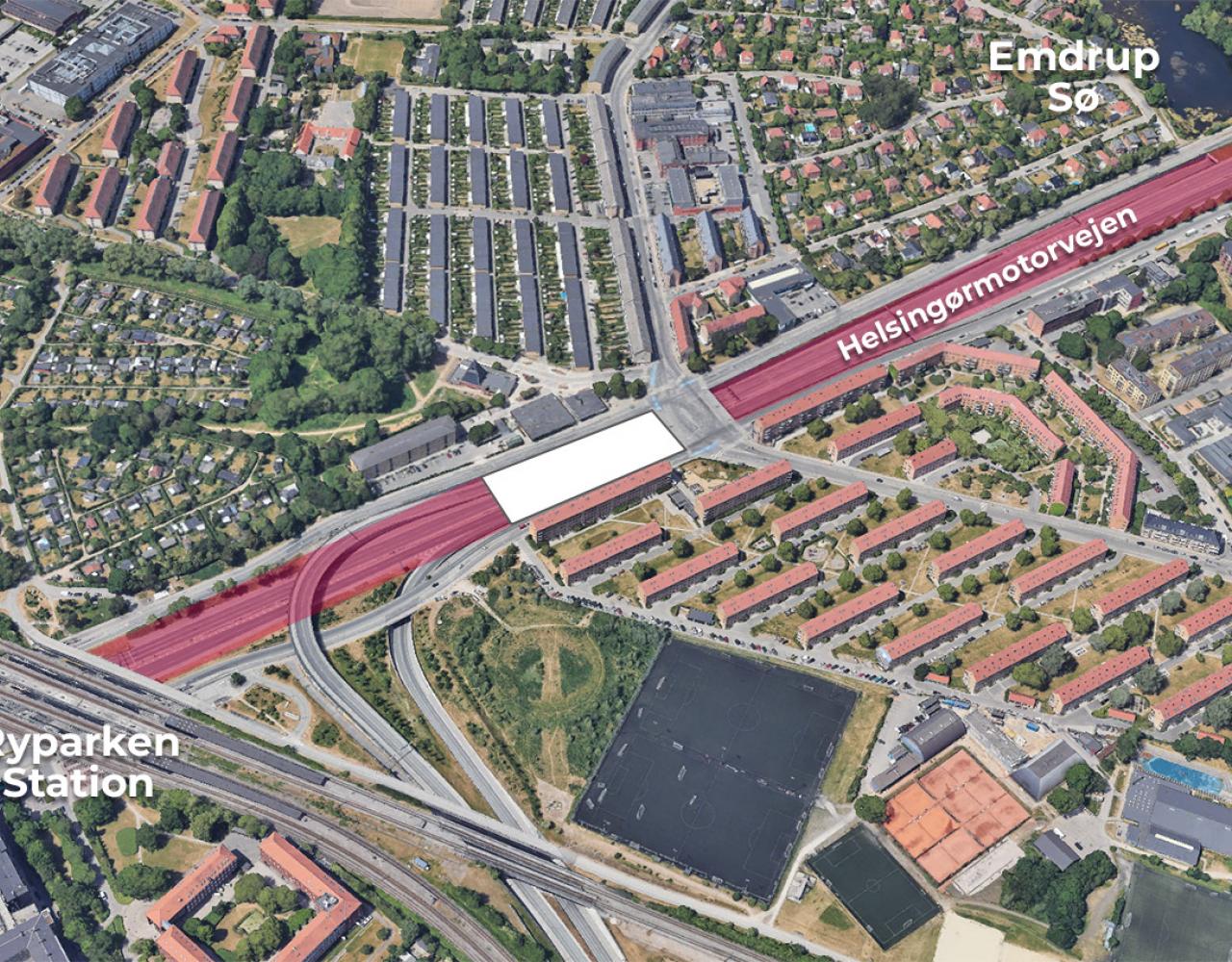 helsingørmotorvejen, luftfoto, ryparken