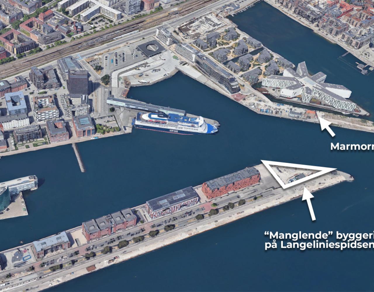 langeliniespiden, byggeri, havnen