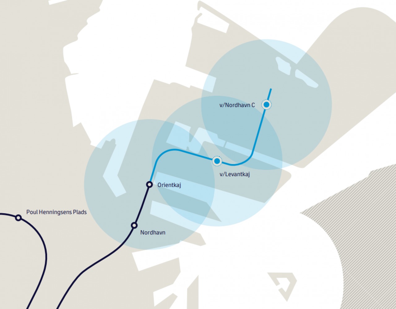metro nordhavn blå linje kort
