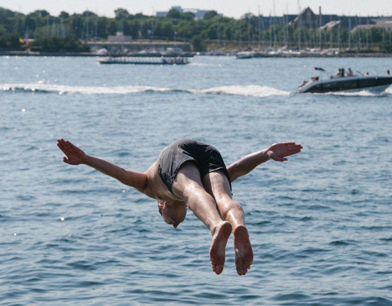 badning, sommer, inderhavnen