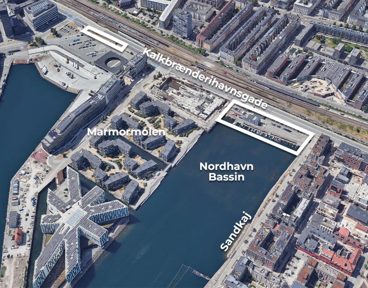 Nordbassinet, Nordhavn, havnepark, Kalkbrænderihavnsgade