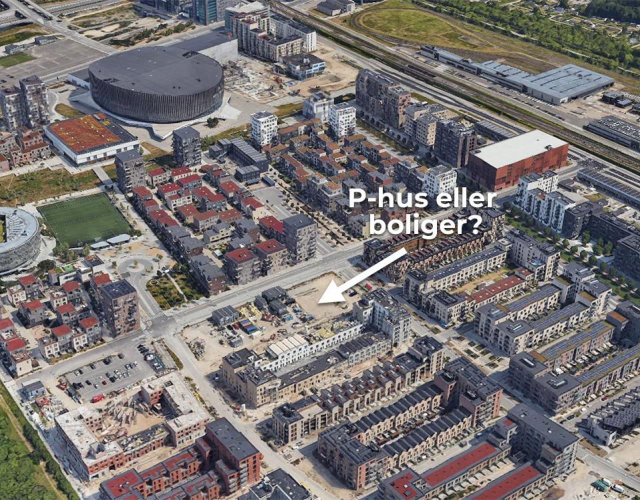 ørestad, luftfoto, p-hus