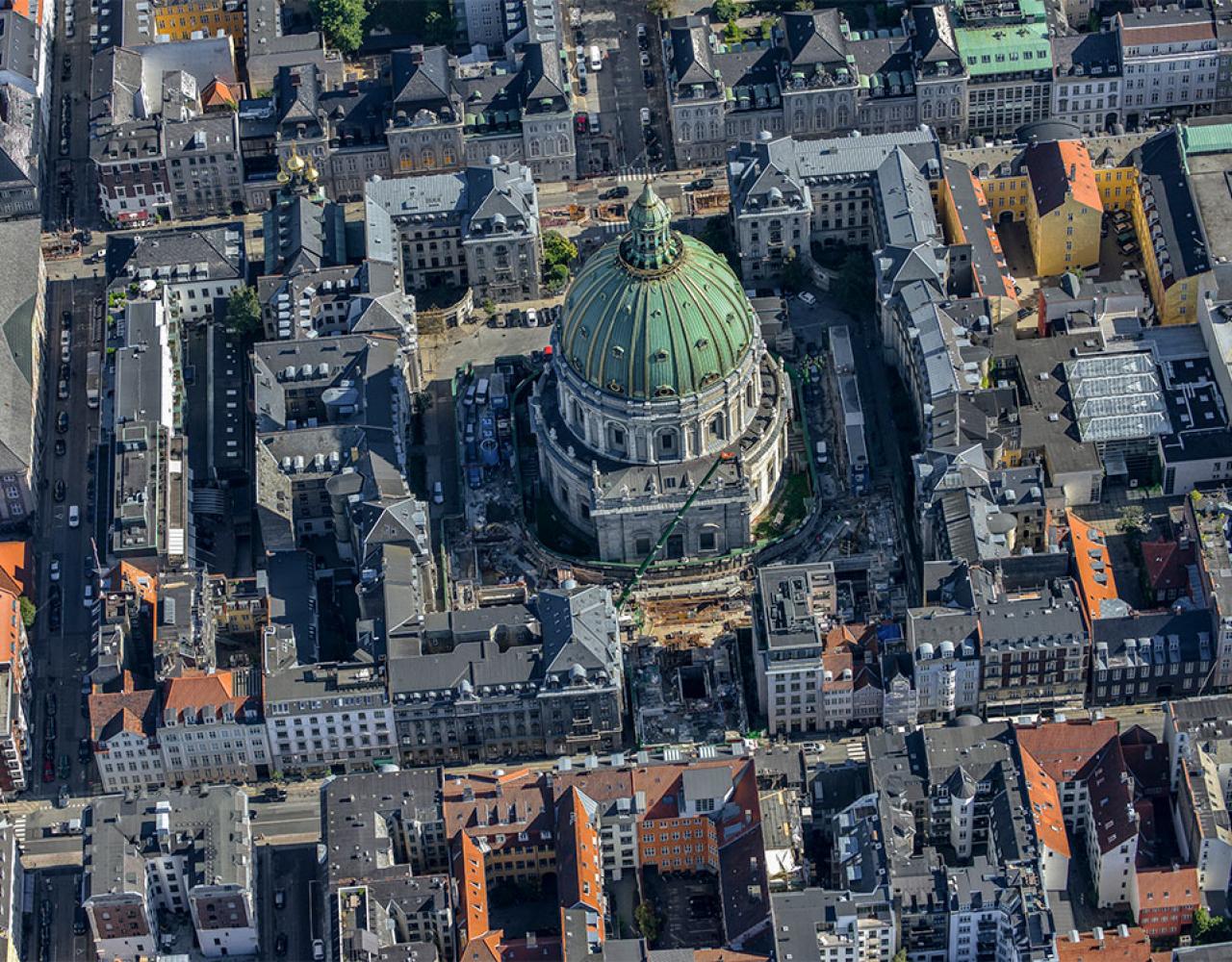 marmorkirken metrobyggeplads luftfoto