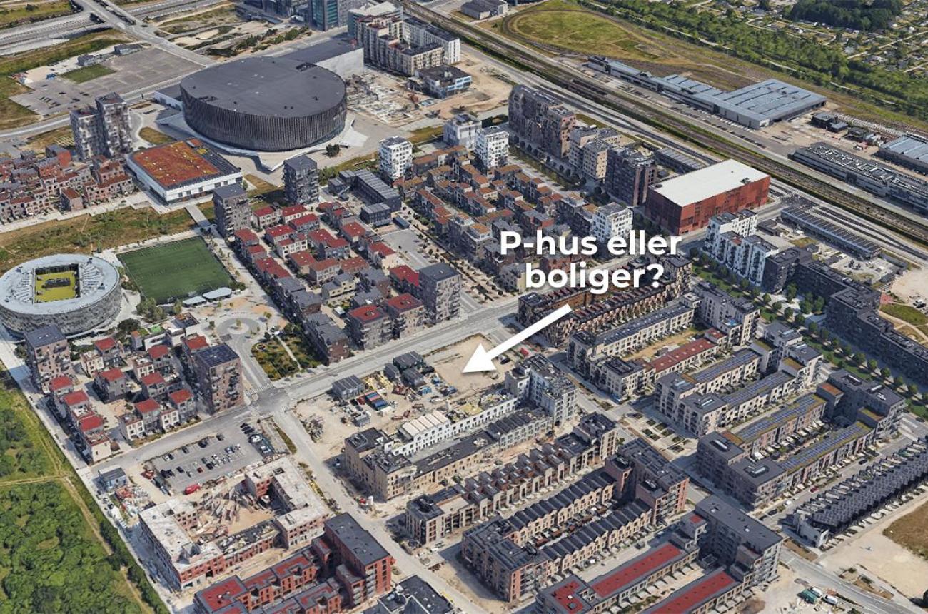 ørestad, luftfoto, p-hus