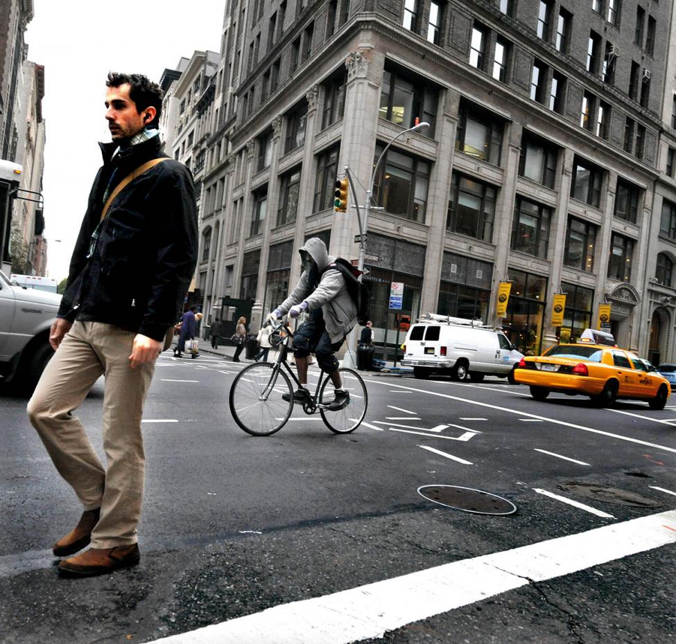 cyclist broadway new york city manhattan