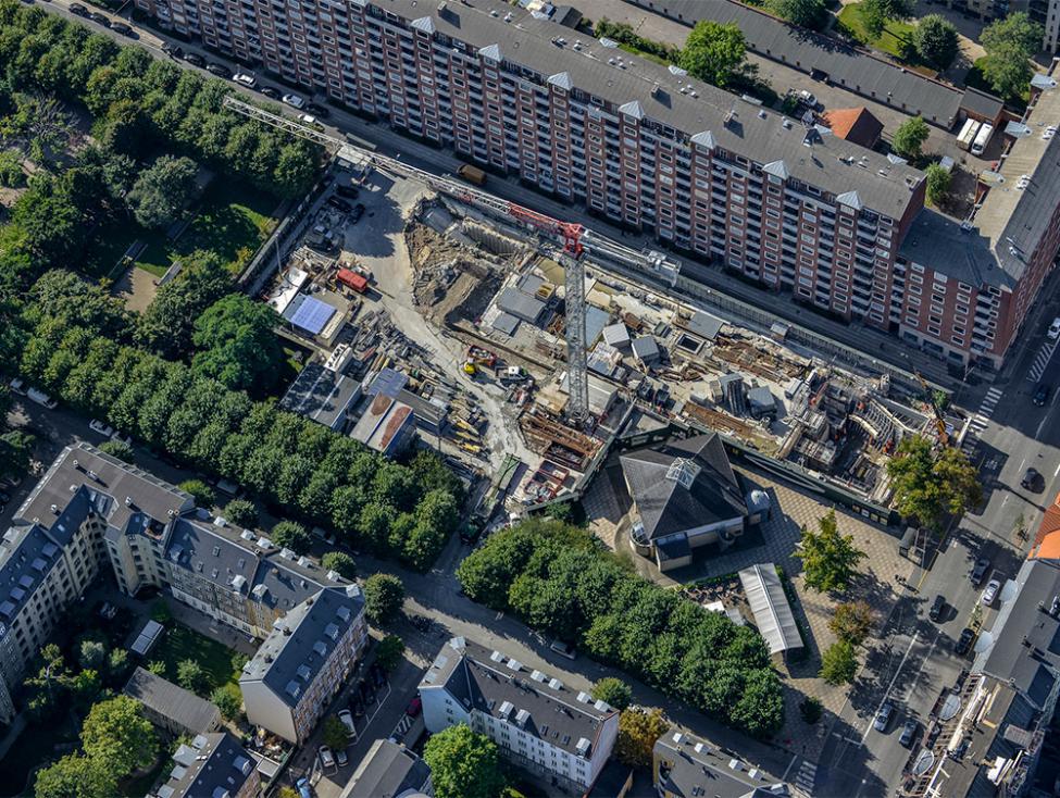 Aksel Møllers Have metrobyggeplads luftfoto