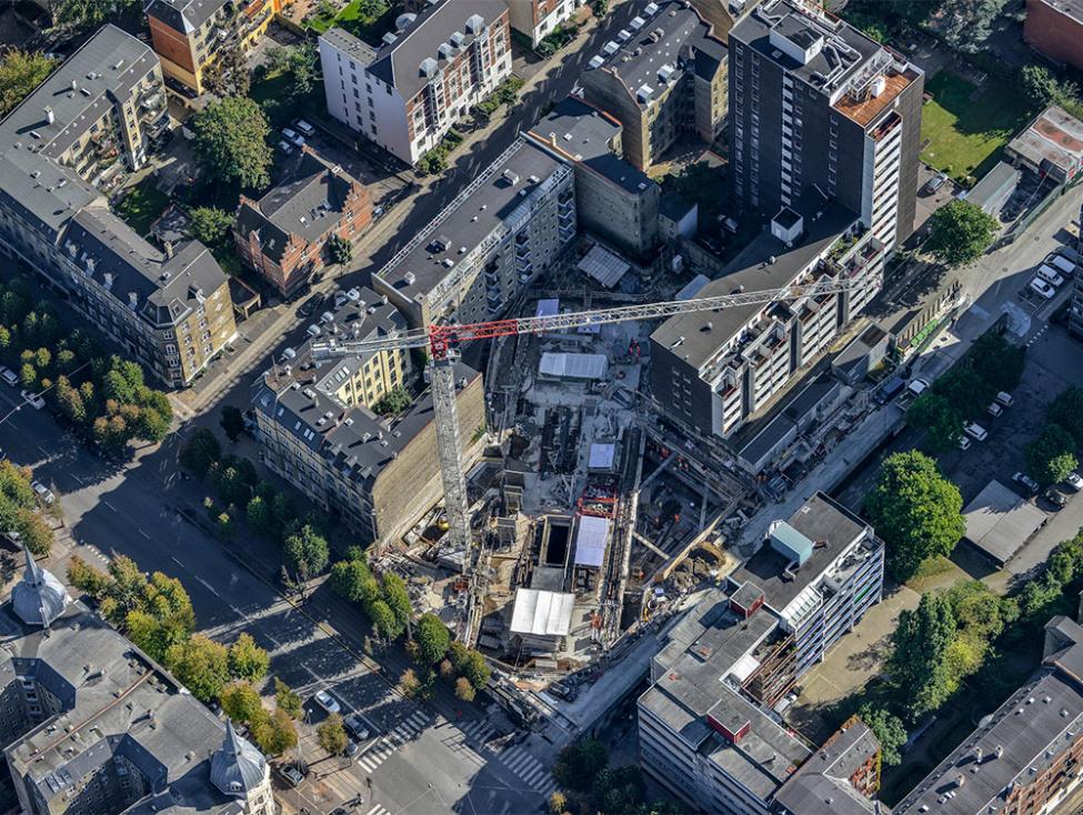 Frederiksberg Allé metrobyggeplads luftfoto