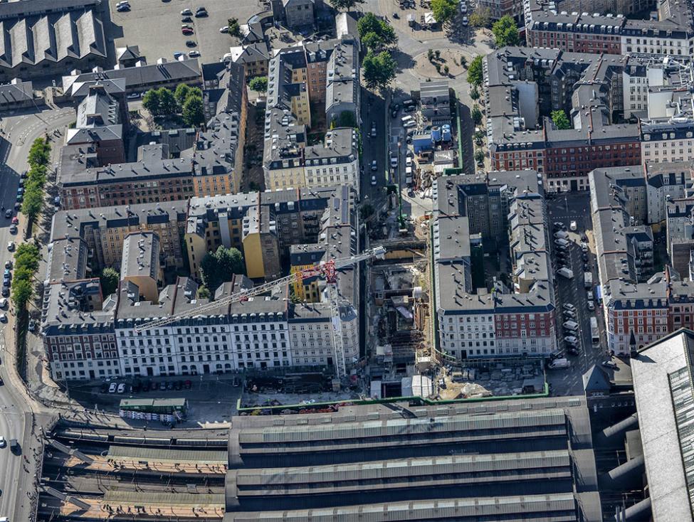 hovedbanegården metrobyggeplads luftfoto