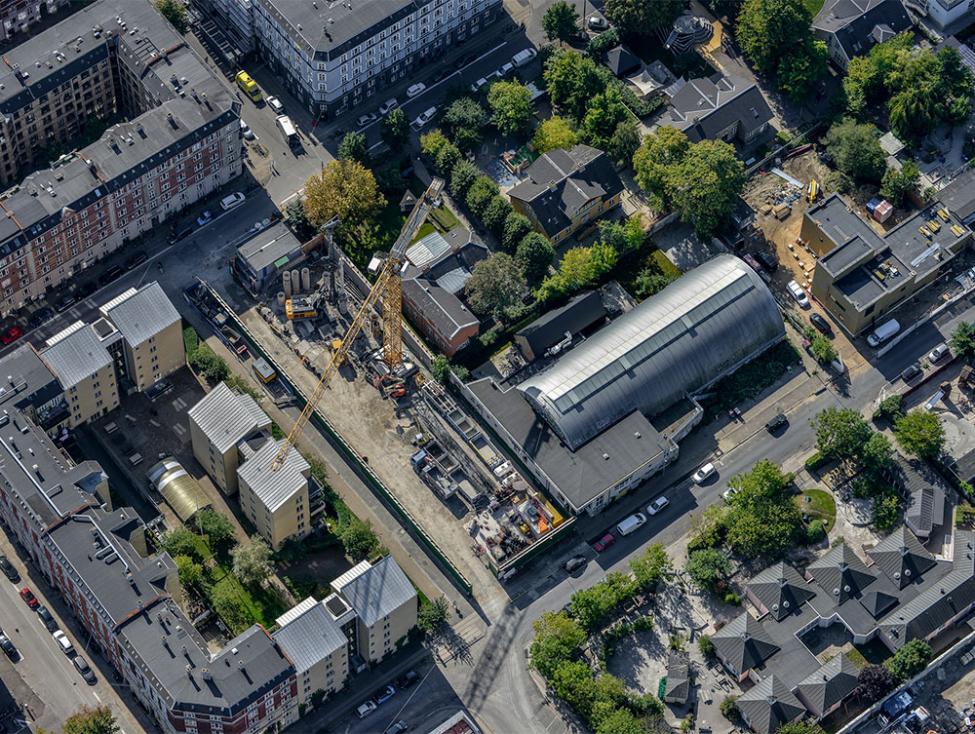 krauseparken metrobyggeplads luftfoto