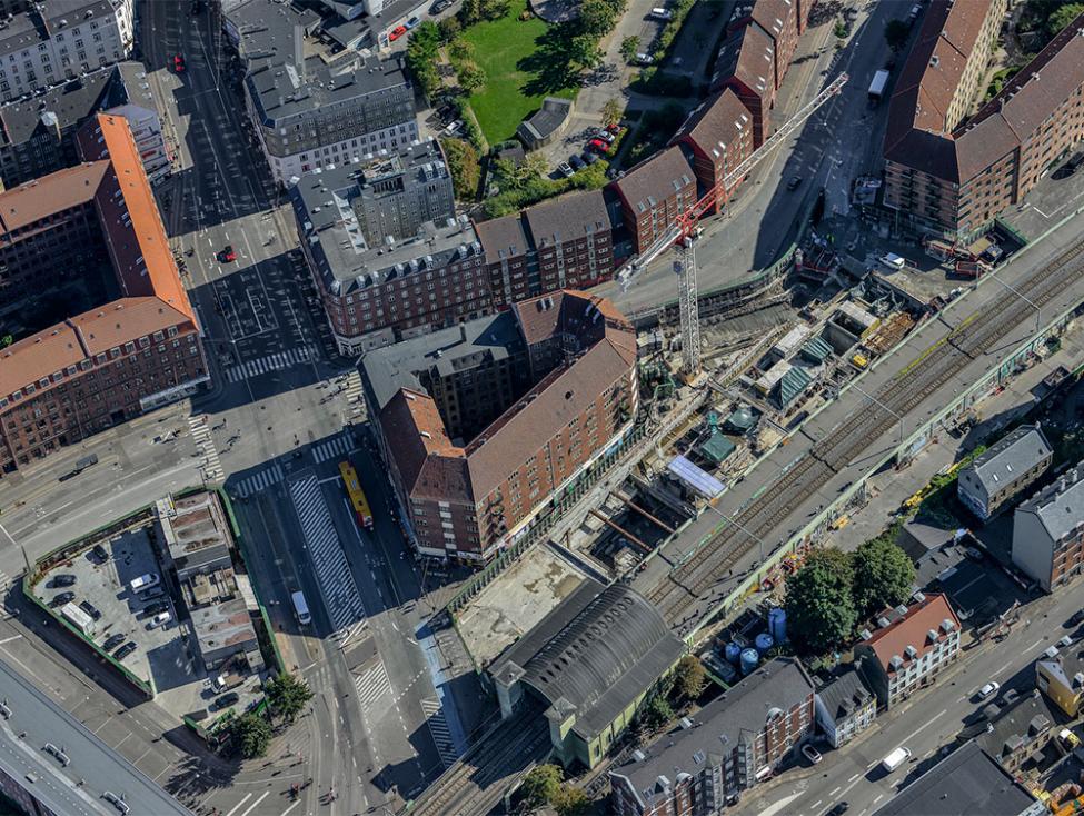 nørrebro station metrobyggeplads luftfoto
