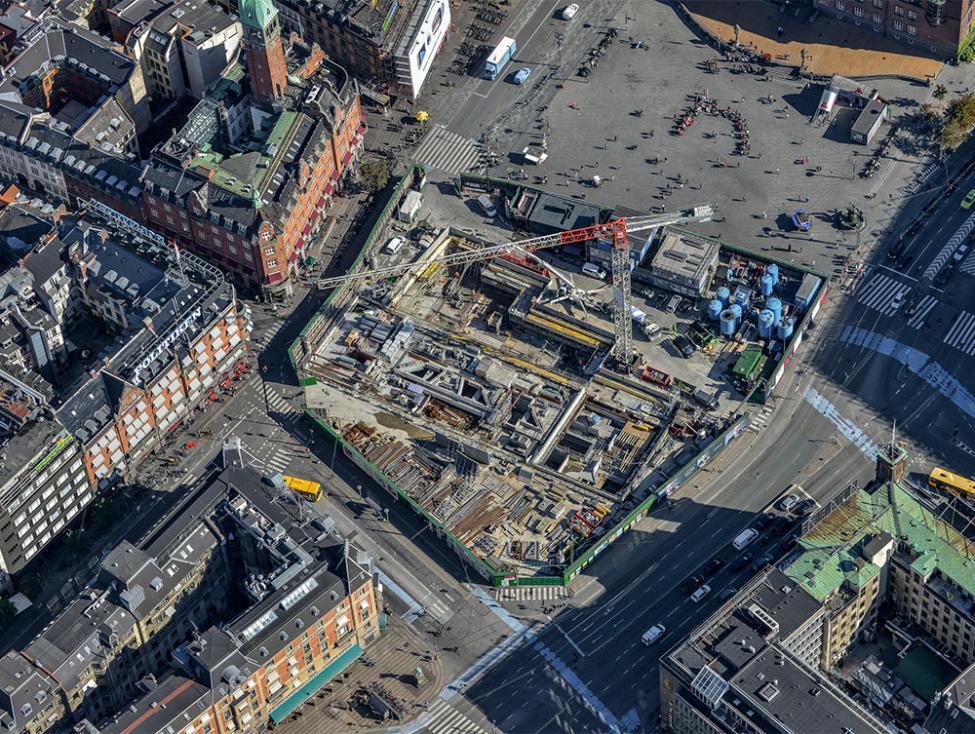 københavns rådhusplads metrobyggeplads luftfoto
