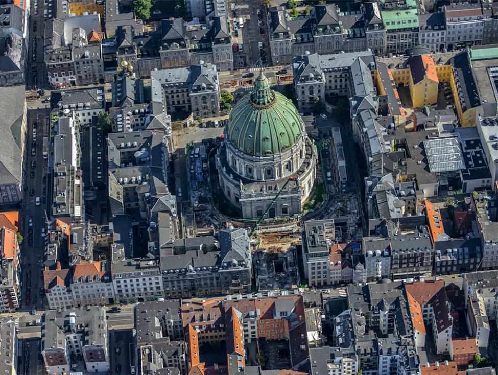 marmorkirken metrobyggeplads luftfoto