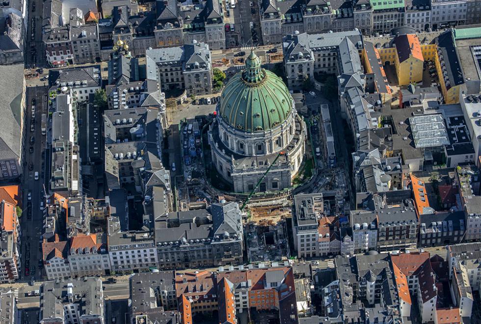 marmorkirken metrobyggeplads luftfoto